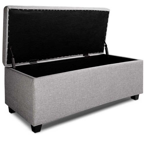 Linen Tufted Lift-Top Storage Trunk (Photo 14 of 20)