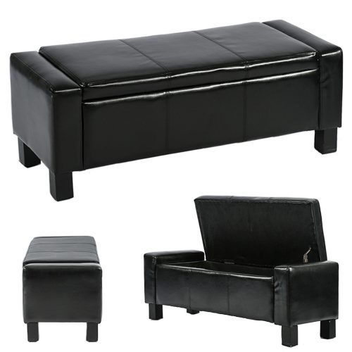 Black Faux Leather Tufted Ottomans (Photo 18 of 20)