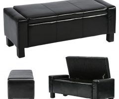 20 Collection of Black Faux Leather Storage Ottomans
