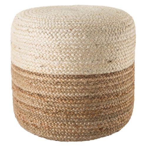 Taupe And Beige Ombre Cylinder Tall Pouf Ottomans (Photo 5 of 20)