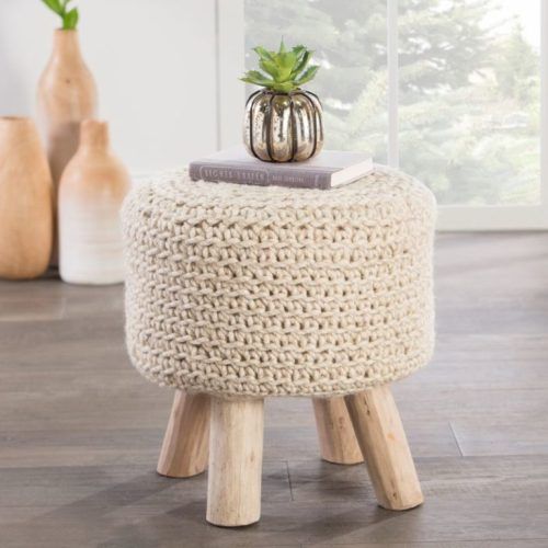 Taupe And Beige Ombre Cylinder Tall Pouf Ottomans (Photo 9 of 20)