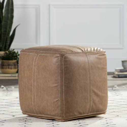 Taupe And Beige Ombre Cylinder Tall Pouf Ottomans (Photo 12 of 20)