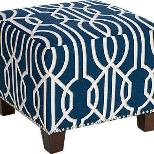 Dark Blue And Navy Cotton Pouf Ottomans (Photo 13 of 20)