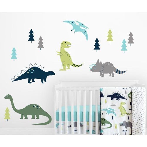 Blended Fabric Mod Dinosaur 3 Piece Wall Hangings Set (Photo 9 of 20)