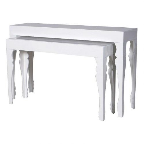 White Gloss And Maple Cream Console Tables (Photo 20 of 20)