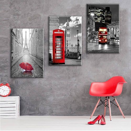 Black And White Wall Art With Red (Photo 18 of 25)
