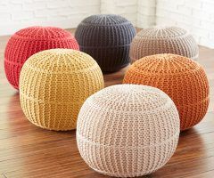 The Best Cream Cotton Knitted Pouf Ottomans