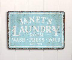 Top 20 of Personalized Mint Distressed Vintage-look Laundry Metal Sign Wall Decor