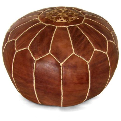 Brown Moroccan Inspired Pouf Ottomans (Photo 9 of 20)
