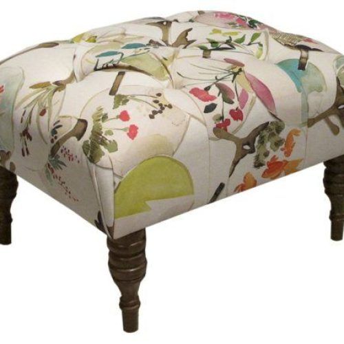 Cream Fabric Tufted Oval Ottomans (Photo 6 of 20)