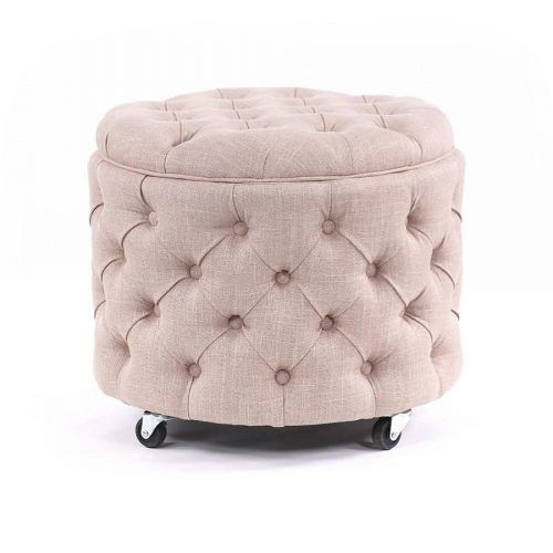 Dark Red And Cream Woven Pouf Ottomans (Photo 7 of 20)