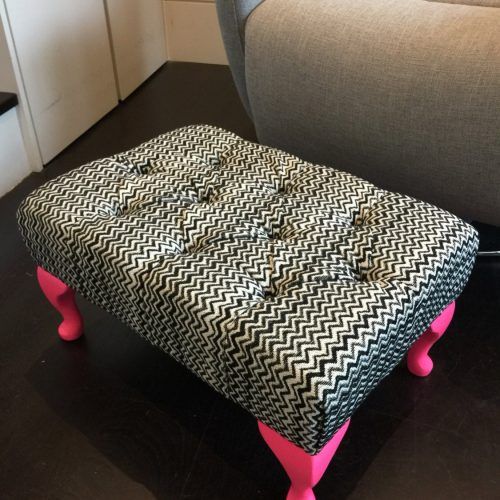 Pink Fabric Banded Ottomans (Photo 1 of 20)