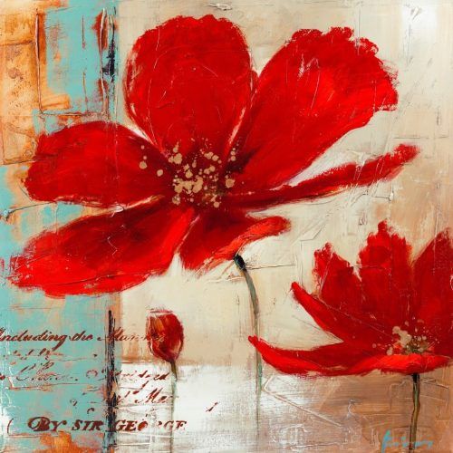 Blended Fabric Poppy Red Wall Hangings (Photo 4 of 20)