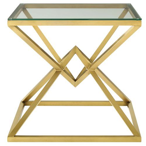 Square Black And Brushed Gold Console Tables (Photo 7 of 20)