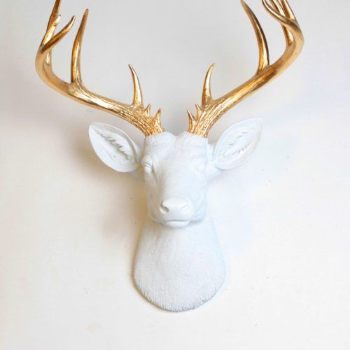 Large Deer Head Faux Taxidermy Wall Decor (Photo 7 of 20)