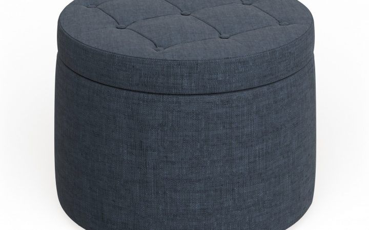  Best 20+ of Round Beige Faux Leather Ottomans with Pull Tab