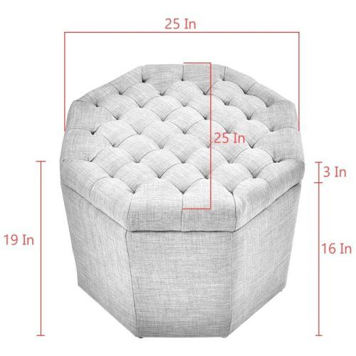 Pink Champagne Tufted Fabric Ottomans (Photo 10 of 20)