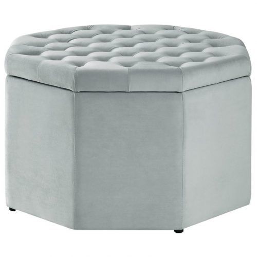 Light Gray Tufted Round Wood Ottomans With Storage (Photo 20 of 20)