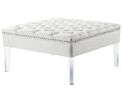 20 Ideas of White Leather and Bronze Steel Tufted Square Ottomans