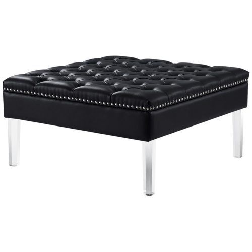 Black Leather And Bronze Steel Tufted Ottomans (Photo 2 of 20)