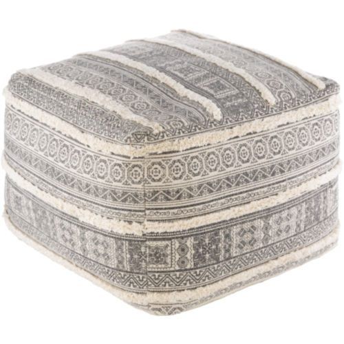 Beige And Dark Gray Ombre Cylinder Pouf Ottomans (Photo 1 of 20)