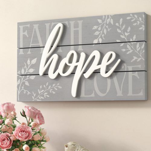 Faith, Hope, Love Raised Sign Wall Decor (Photo 1 of 20)