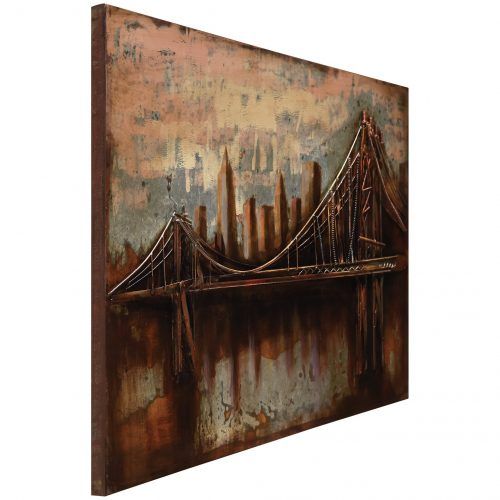 "Bridge To The City" Mixed Media Iron Hand Painted Dimensional Wall Decor (Photo 7 of 20)