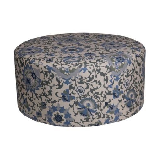 Dark Blue Fabric Banded Ottomans (Photo 16 of 20)