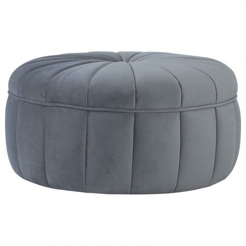 Gray Fabric Tufted Oval Ottomans (Photo 10 of 20)