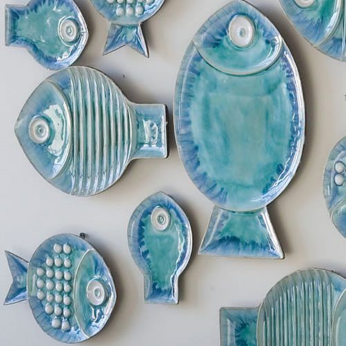 Ceramic Blue Fish Plate Wall Decor (Photo 1 of 20)