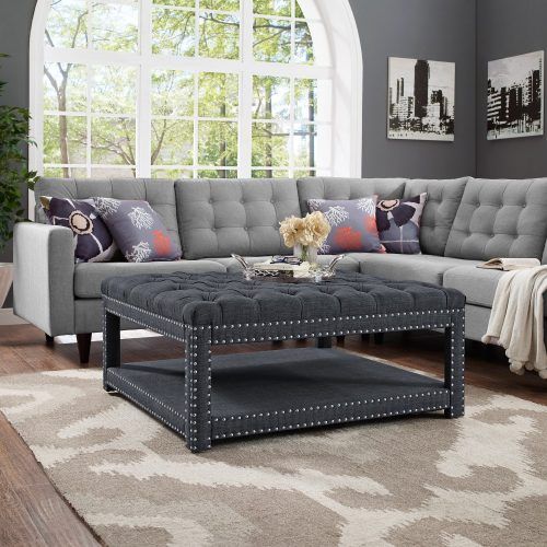 Charcoal Fabric Tufted Storage Ottomans (Photo 18 of 20)