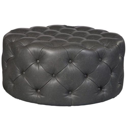Caramel Leather And Bronze Steel Tufted Square Ottomans (Photo 9 of 20)