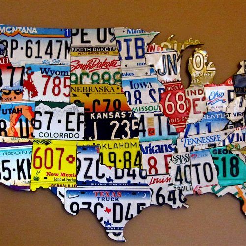 License Plate Map Wall Art (Photo 3 of 20)