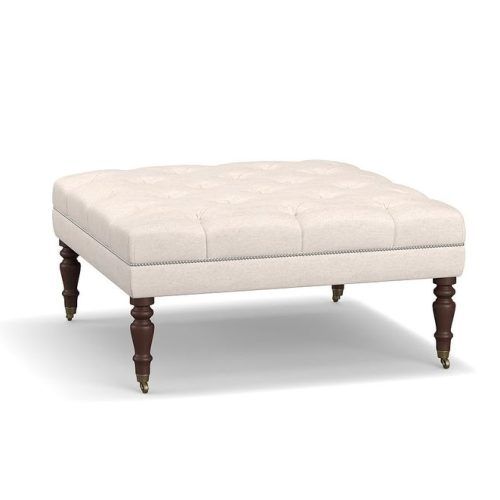 Bronze Steel Tufted Square Ottomans (Photo 9 of 20)