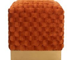 Top 20 of Dark Red and Cream Woven Pouf Ottomans