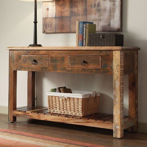 Rustic Walnut Wood Console Tables (Photo 10 of 20)
