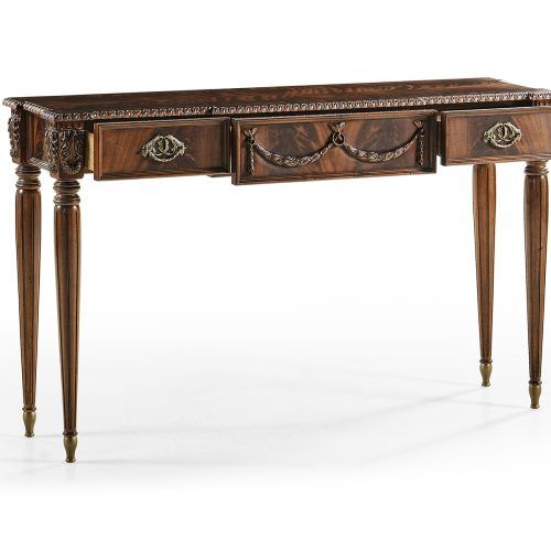Pecan Brown Triangular Console Tables (Photo 10 of 20)