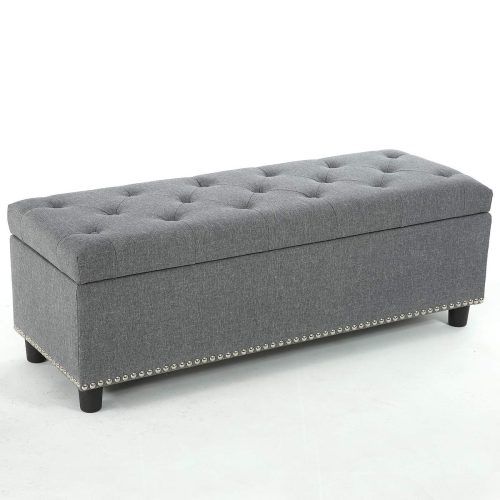 Fabric Tufted Storage Ottomans (Photo 5 of 20)