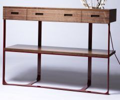 20 Inspirations Walnut and Gold Rectangular Console Tables