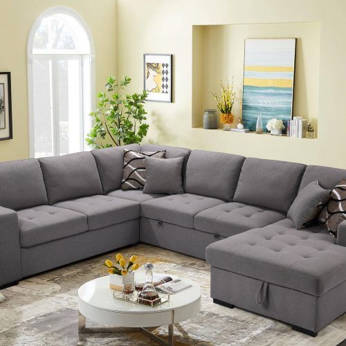 U-Shaped Sectional Sofa With Pull-Out Bed (Photo 5 of 20)