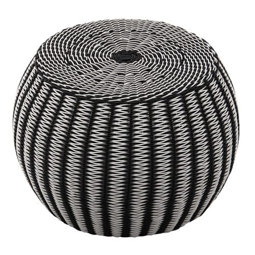 Black And Off-White Rattan Ottomans (Photo 14 of 19)