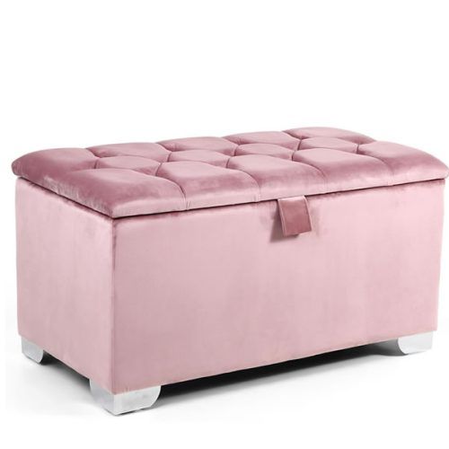 Pink Fabric Banded Ottomans (Photo 9 of 20)
