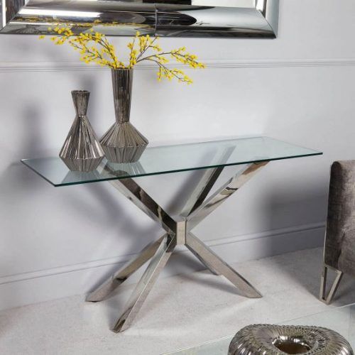Glass And Chrome Console Tables (Photo 14 of 20)