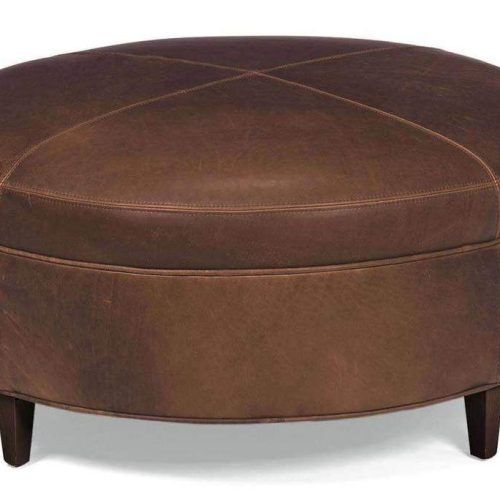 Weathered Gold Leather Hide Pouf Ottomans (Photo 6 of 20)