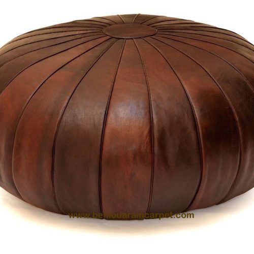 Weathered Gold Leather Hide Pouf Ottomans (Photo 15 of 20)