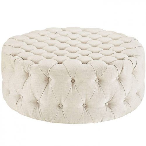 Brown Fabric Tufted Surfboard Ottomans (Photo 11 of 20)