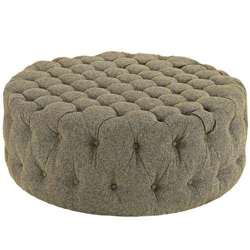 Gray Fabric Tufted Oval Ottomans (Photo 18 of 20)