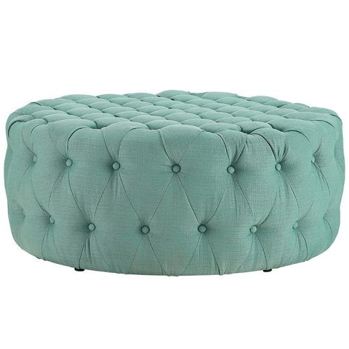 Gray Fabric Tufted Oval Ottomans (Photo 17 of 20)