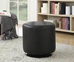 20 Collection of Round Black Tasseled Ottomans