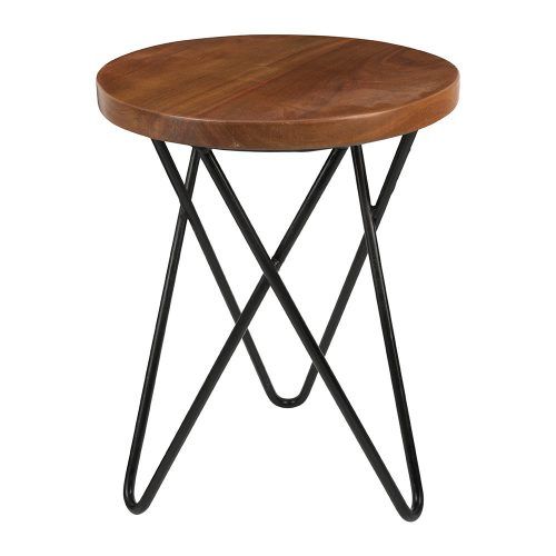 Metal Legs And Oak Top Round Console Tables (Photo 4 of 20)